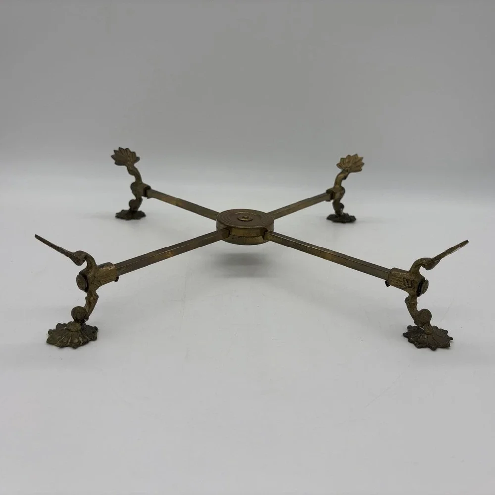 Vintage Regency Style‎ Brass Trivet Stand Adjustable Footed Hot Plate Sideboard